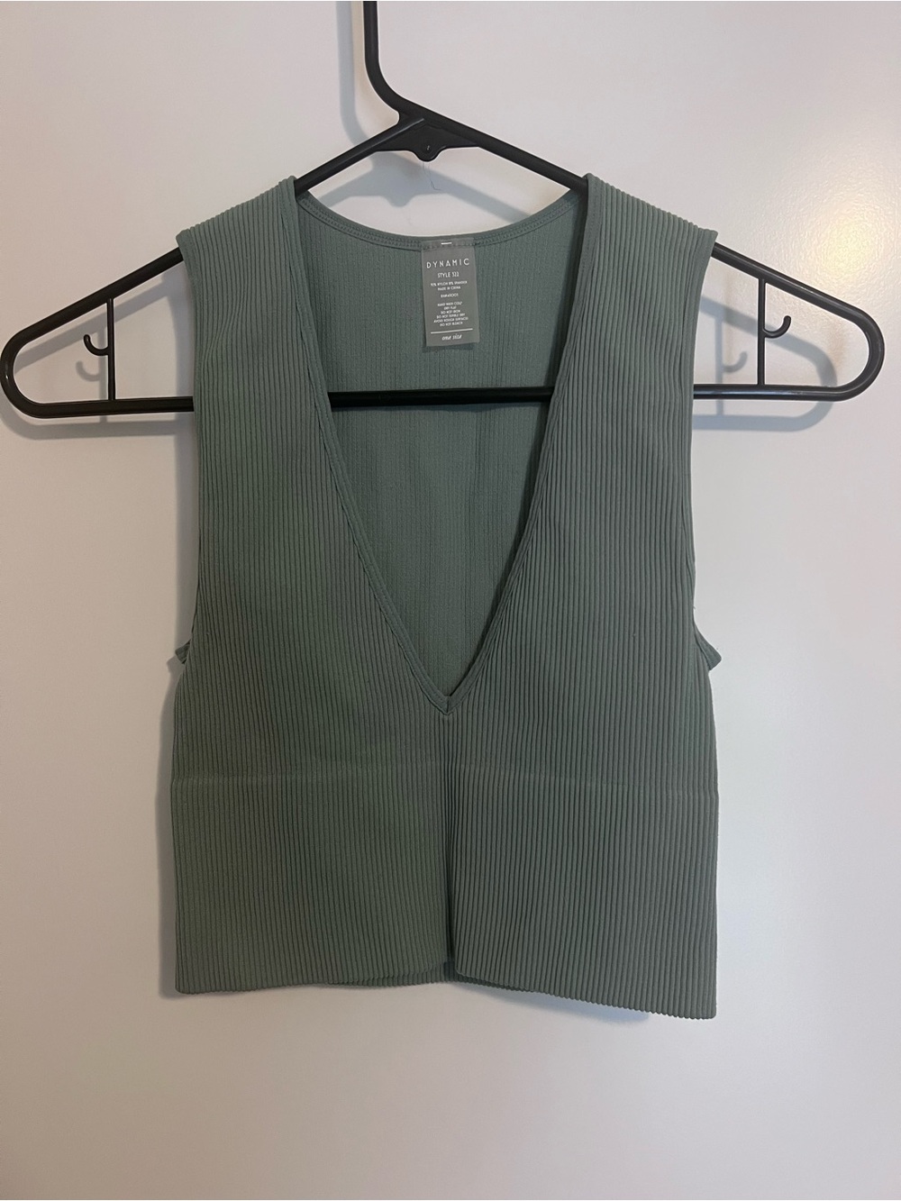 Ribbed V-Neck Tank Top in Sage Green